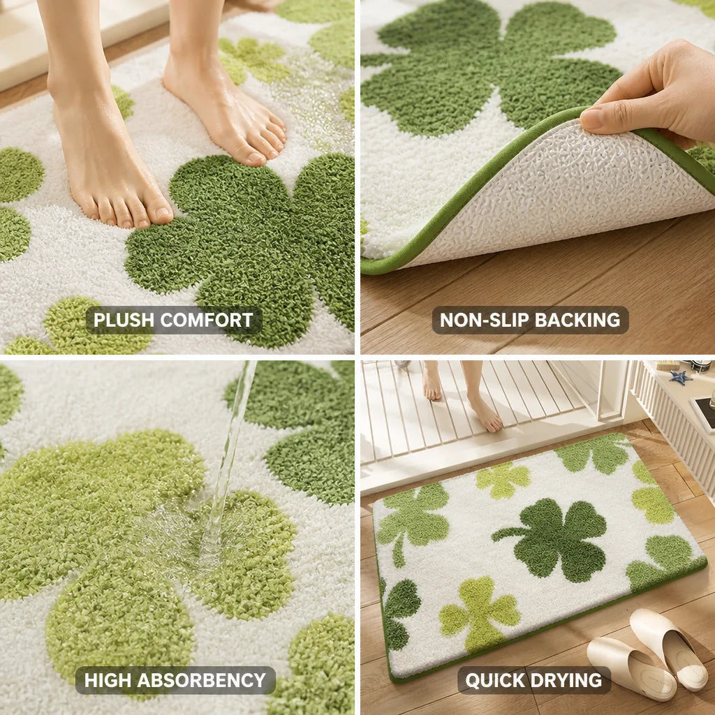 Bath Mat Shamrock Plush Non-Slip & Absorbent