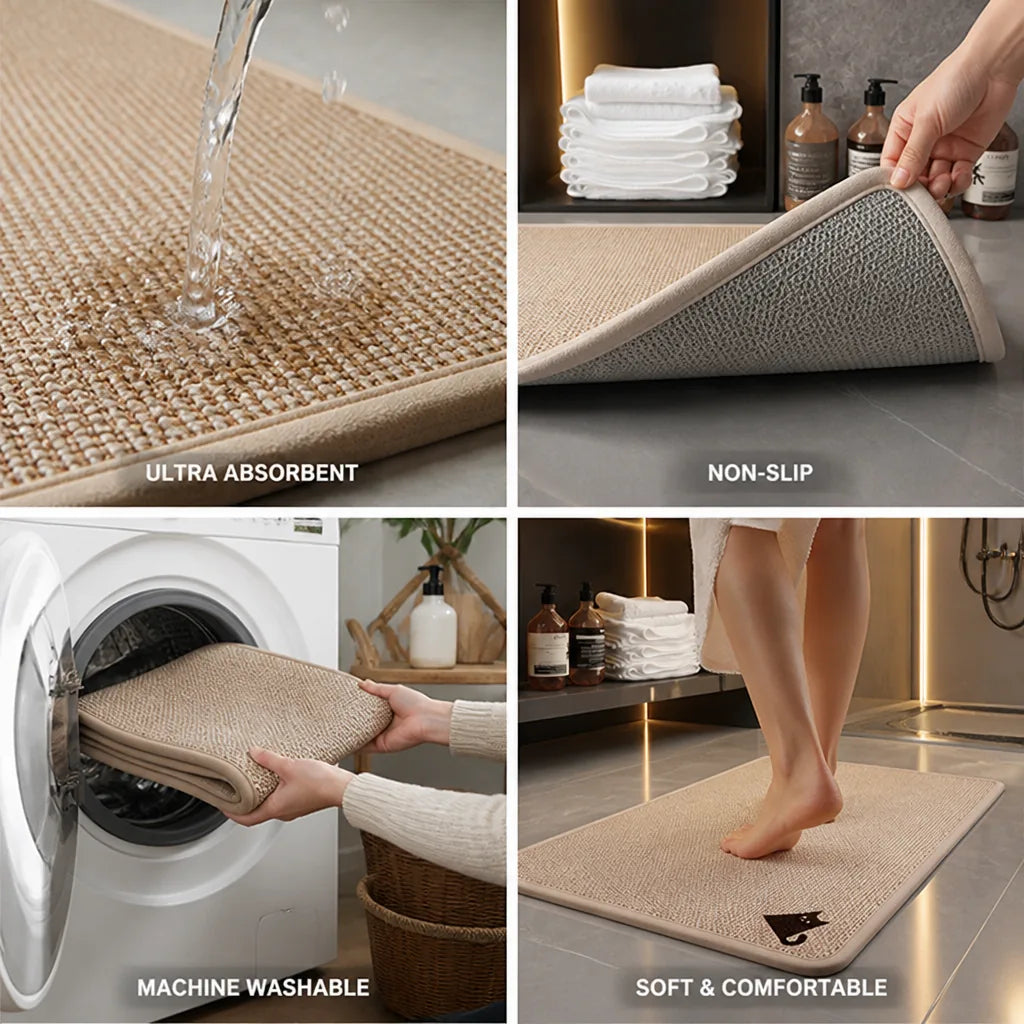 Bath Mat Ultra-Absorbent Non-Slip Machine Washable