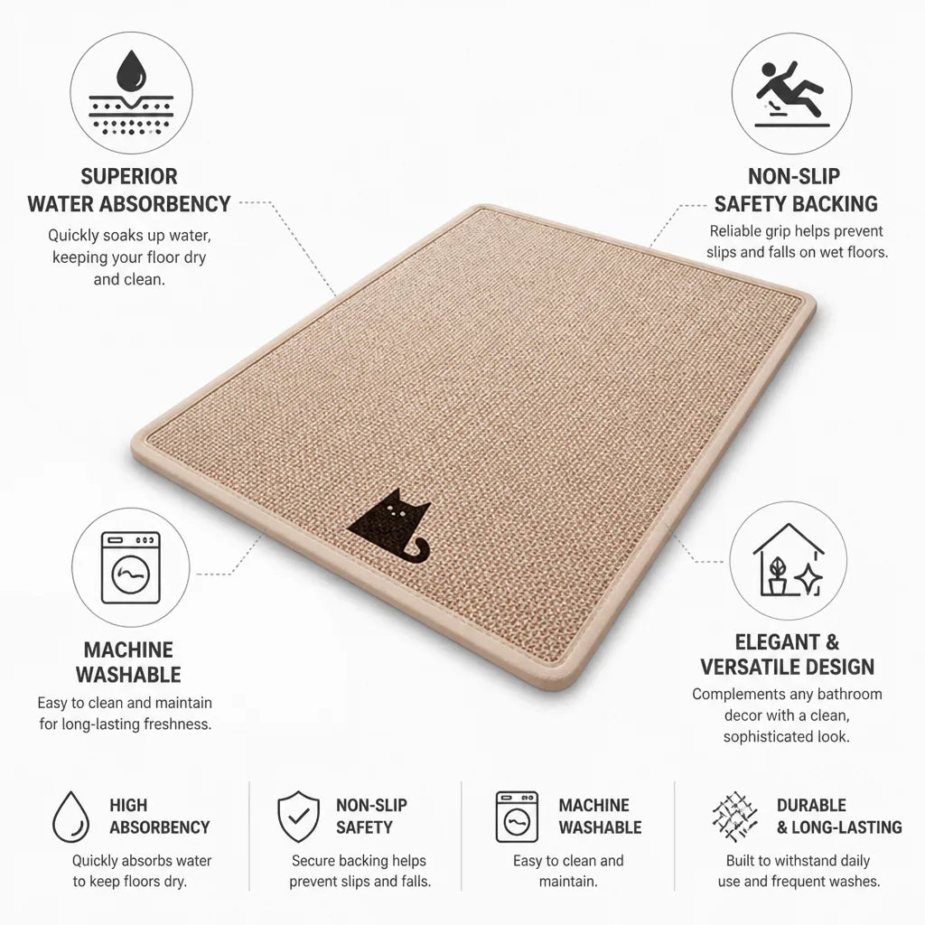 Bath Mat Ultra-Absorbent Non-Slip Machine Washable