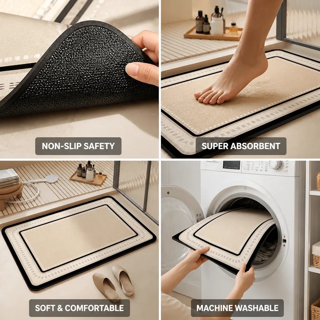 Bath Rug Plush Absorbent Non-Slip Backing