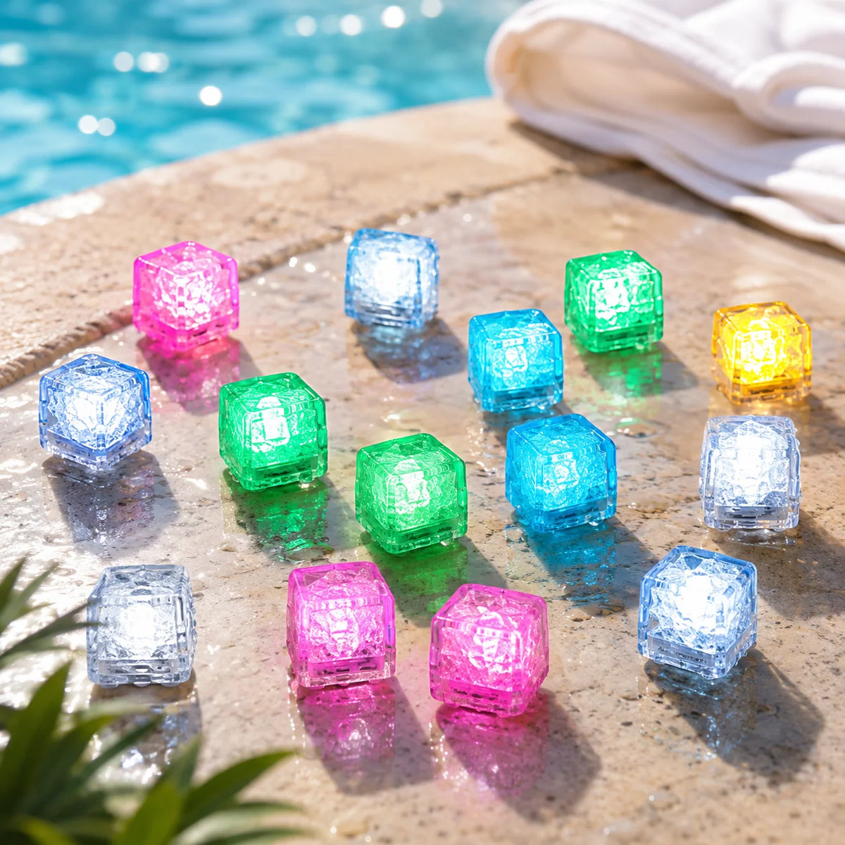 Bath Toy Set Water-Activated Light-Up Cubes Set of 6