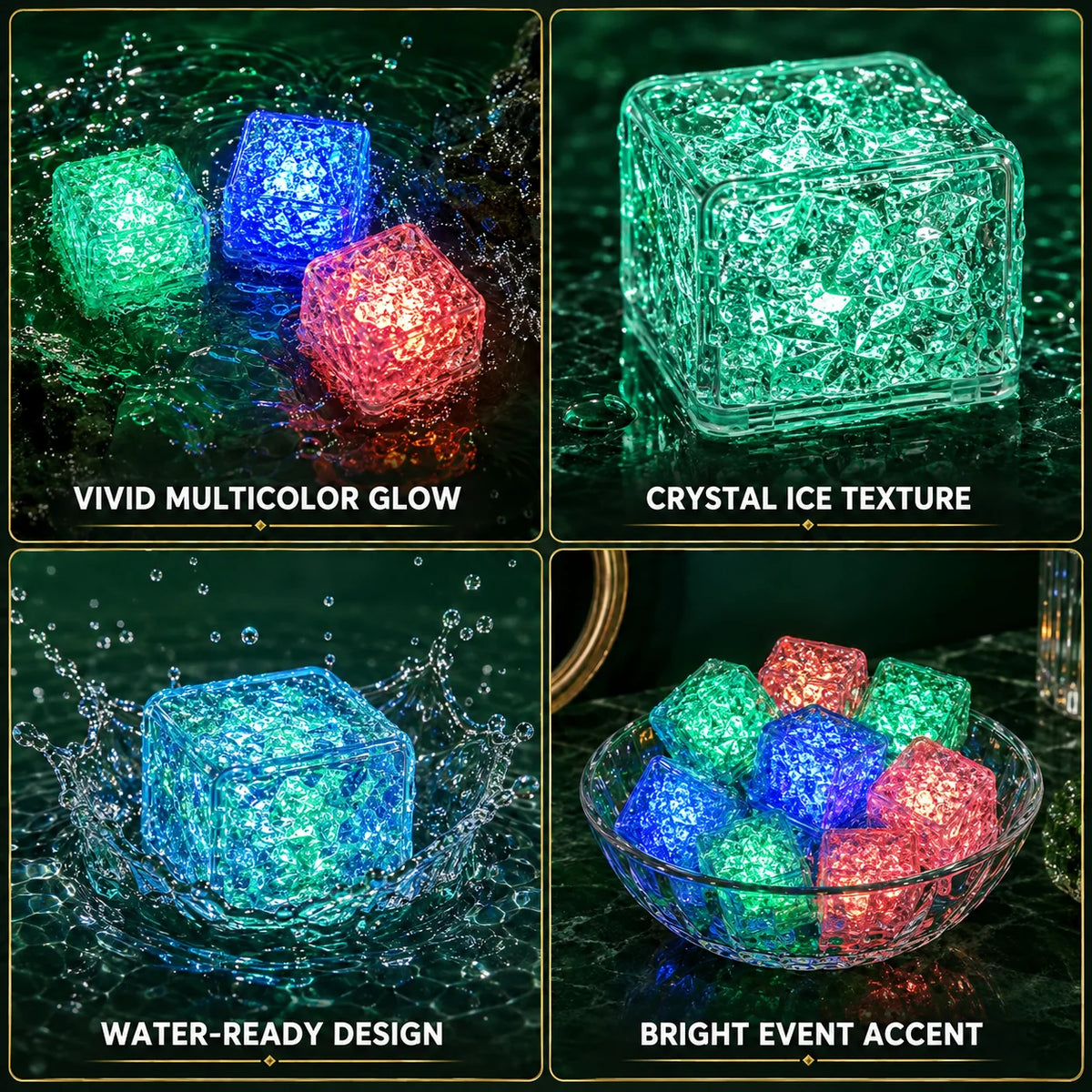 Bath Toy Set Water-Activated Light-Up Cubes Set of 6