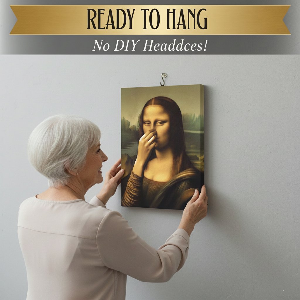 Bathroom Canvas Art Humorous Renaissance Waterproof & Pre-Framed