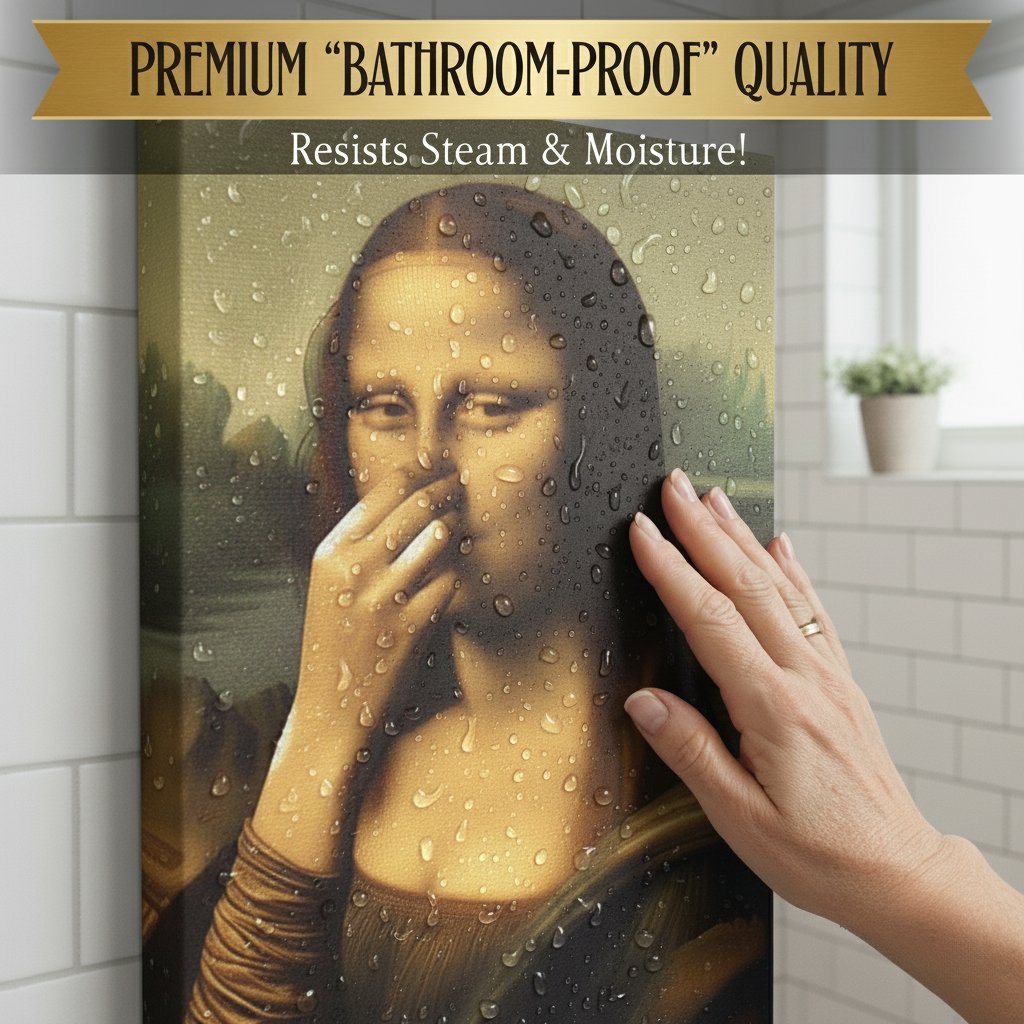 Bathroom Canvas Print Humorous Renaissance Waterproof & Pre-Framed