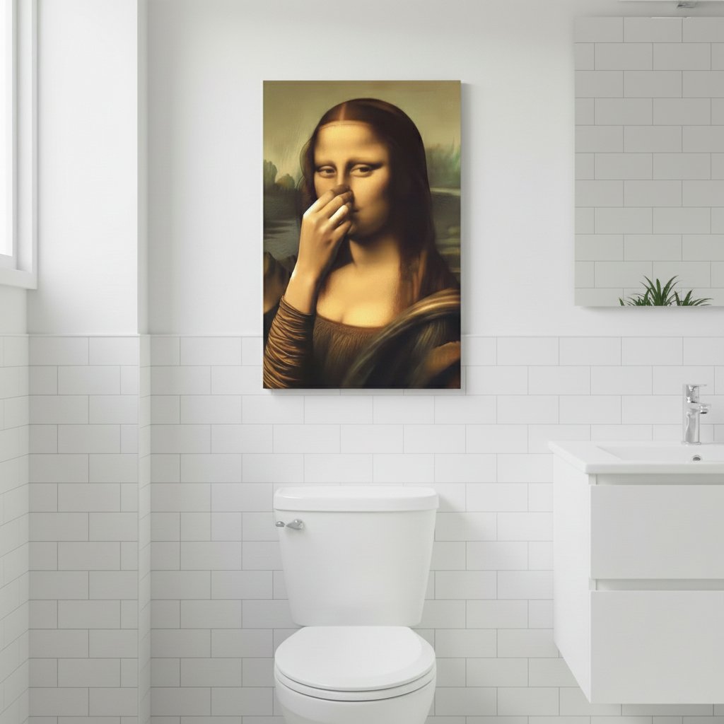 Bathroom Canvas Print Humorous Renaissance Waterproof & Pre-Framed