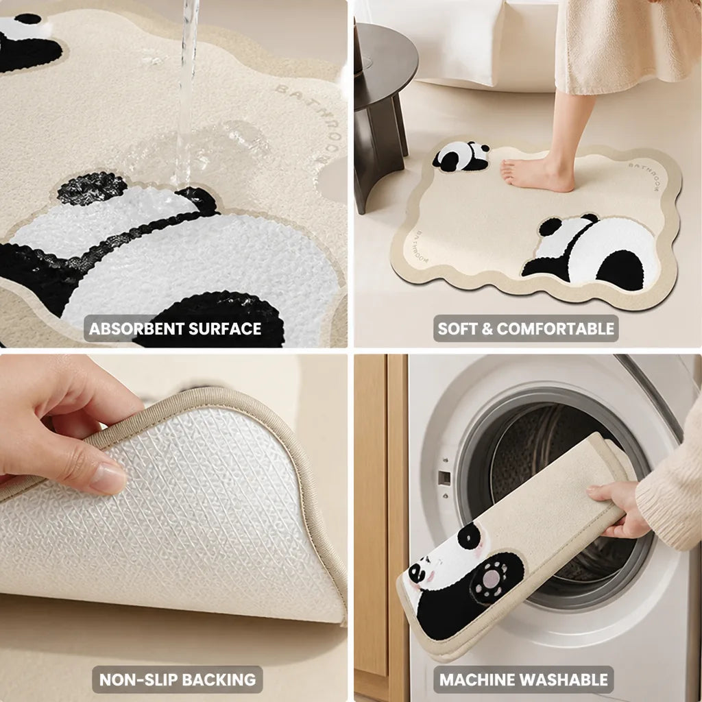 Bathroom Mat Panda Non-Slip & Machine Washable