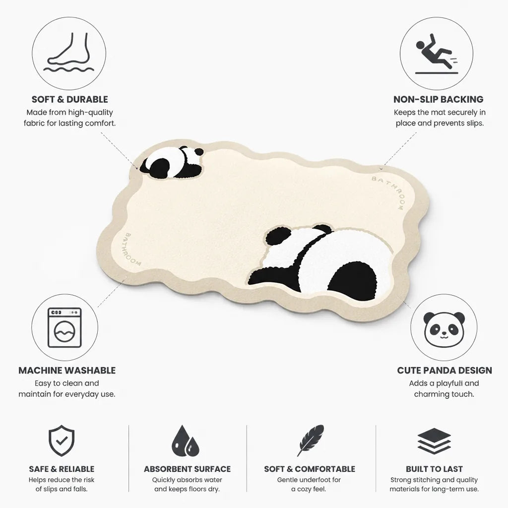Bathroom Mat Panda Non-Slip & Machine Washable