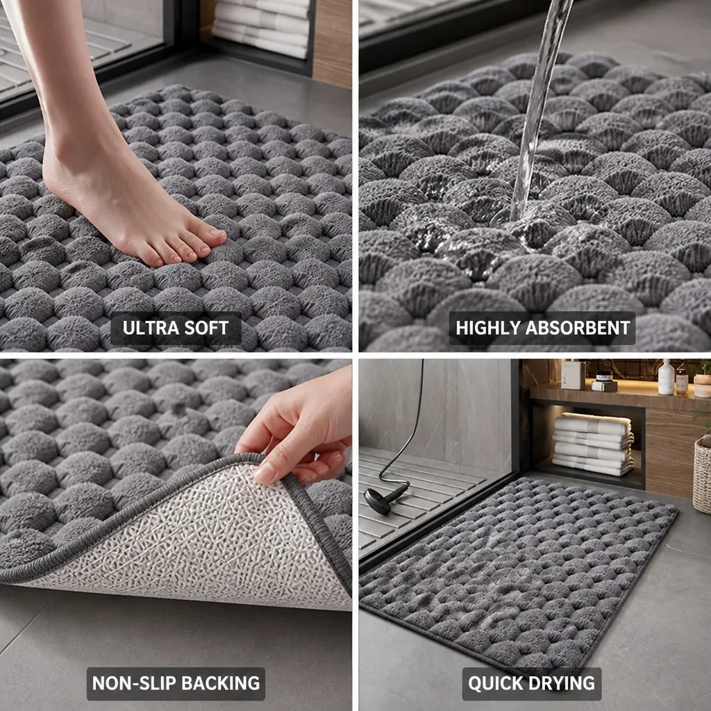 Bathroom Mat Plush Microfiber Non-Slip & Highly Absorbent