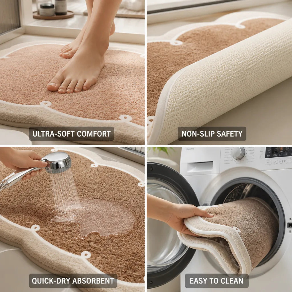 Bathroom Mat Ultra-Soft Non-Slip Quick-Dry