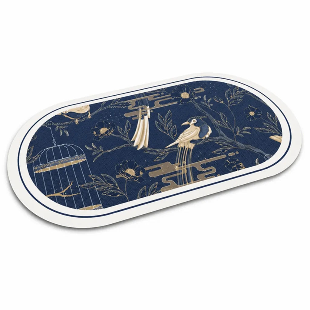 Bathroom Rug Plush Oval Non-Slip & Machine-Washable