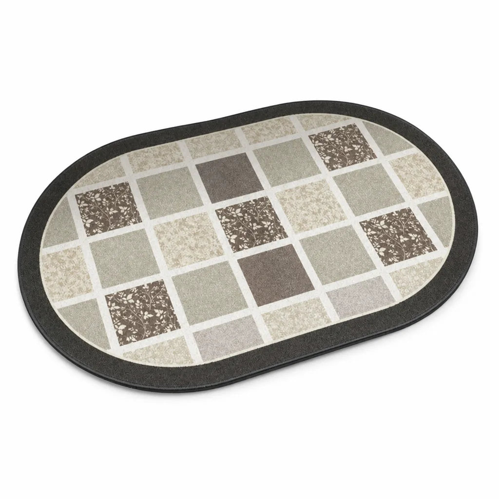 Bathroom Rug Plush Oval Non-Slip & Machine-Washable