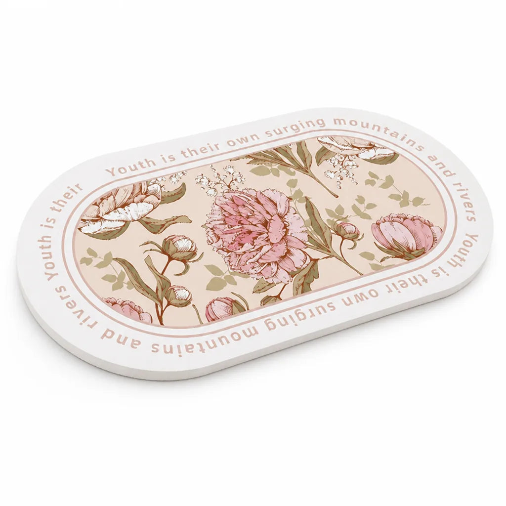 Bathroom Rug Plush Oval Non-Slip & Machine-Washable