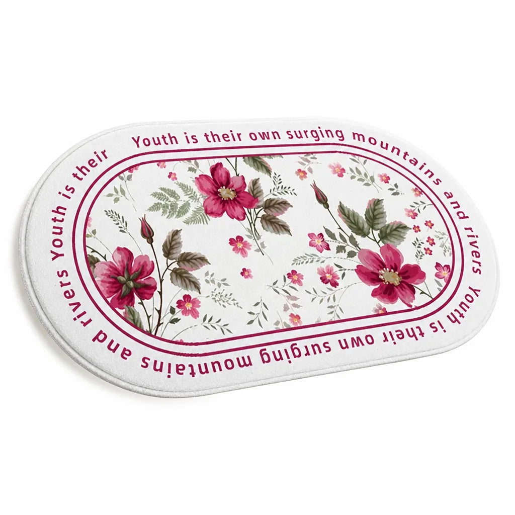 Bathroom Rug Plush Oval Non-Slip & Machine-Washable
