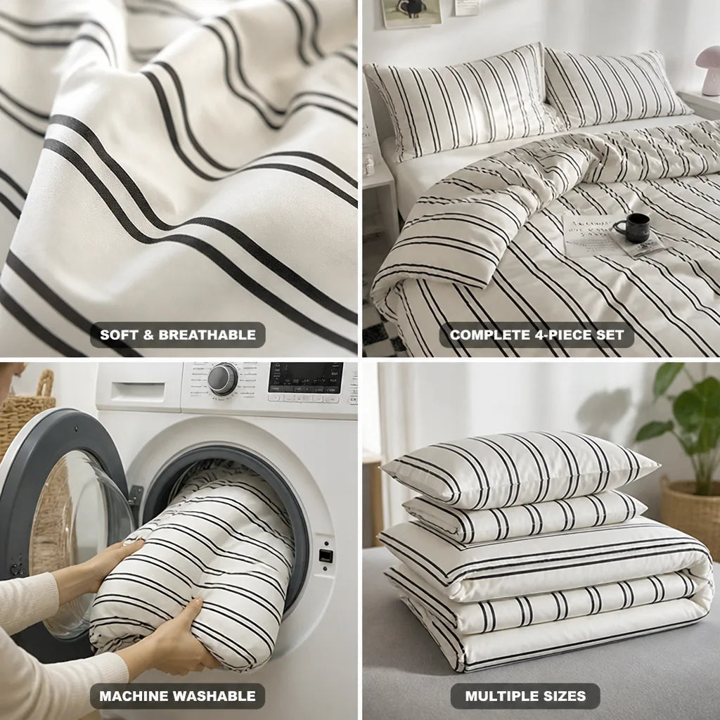 Bedding Set Cotton Breathable Machine Washable