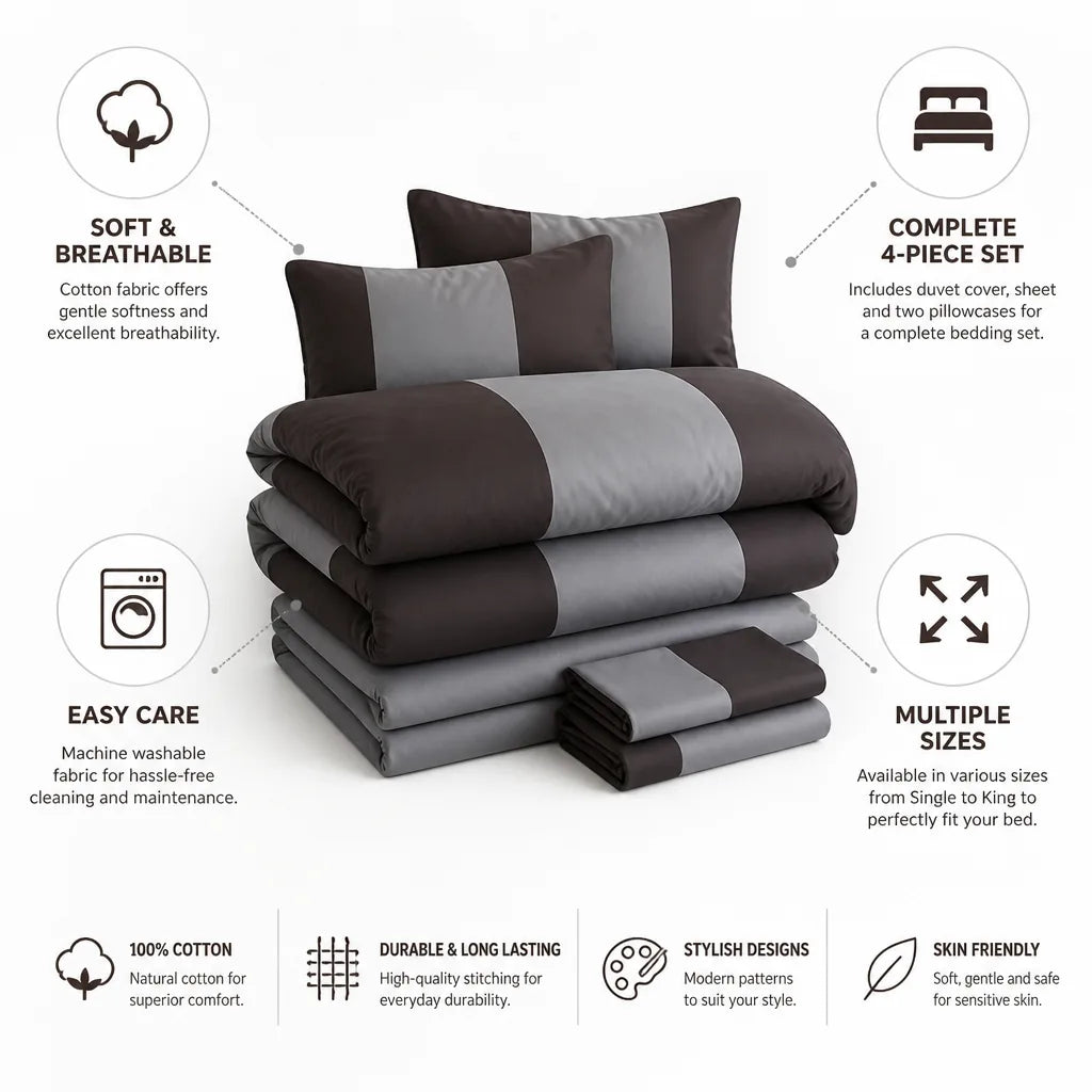 Bedding Set Cotton Breathable Machine Washable