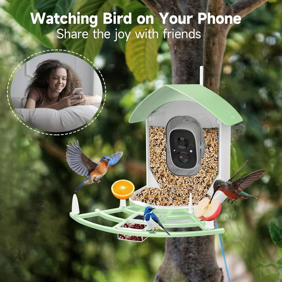 Bird Feeder Camera Solar-Powered 1080p AI ID