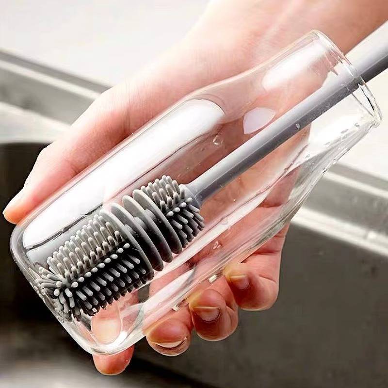 Bottle Brush 360 Degree Rotating Head Soft Fiber Bristles