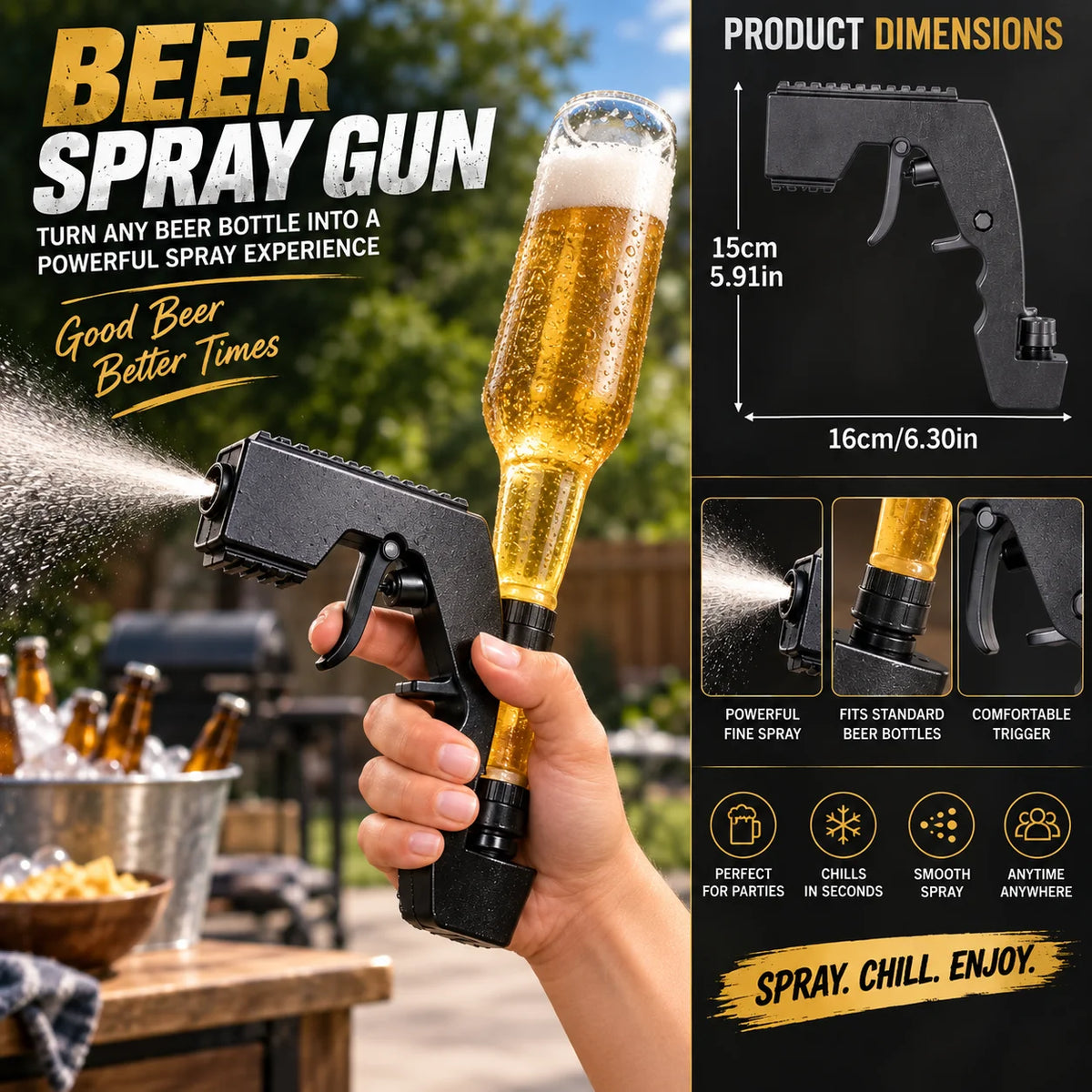Bottle Spray Gun Adjustable Spray Control Tool-Free Setup
