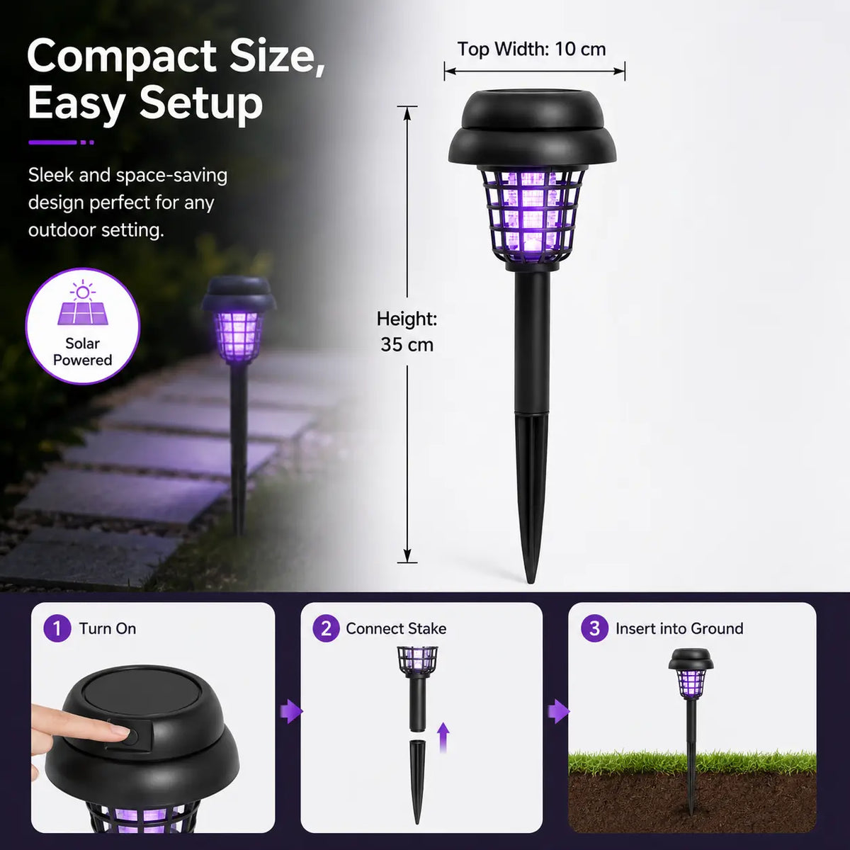 Bug Zapper & Pathway Light Solar Powered IP65