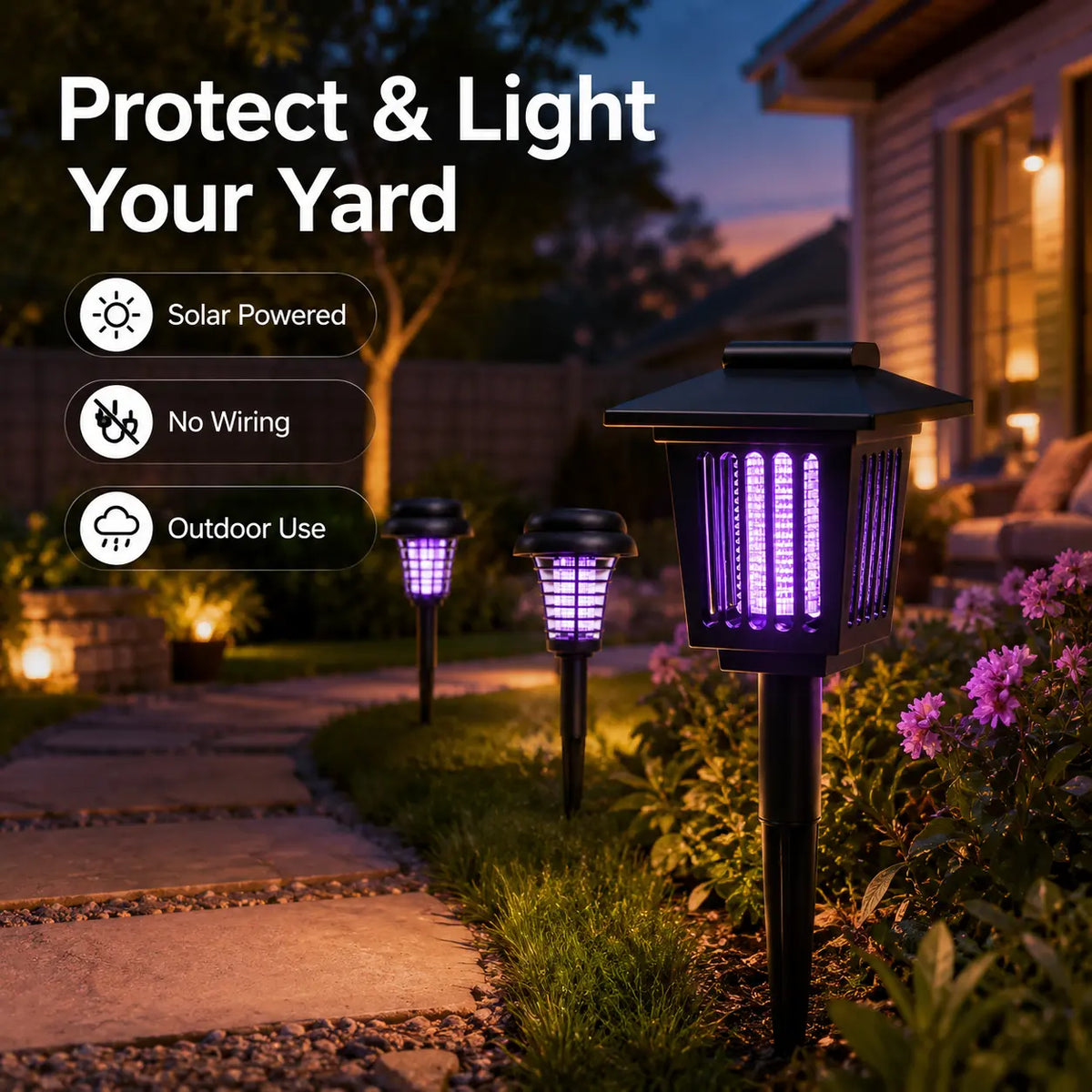 Bug Zapper & Pathway Light Solar Powered IP65