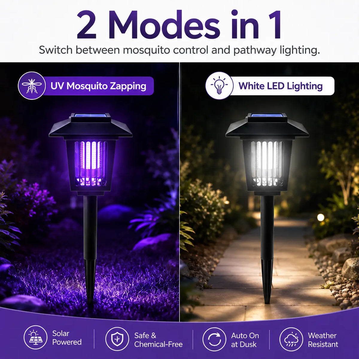 Bug Zapper & Pathway Light Solar Powered IP65