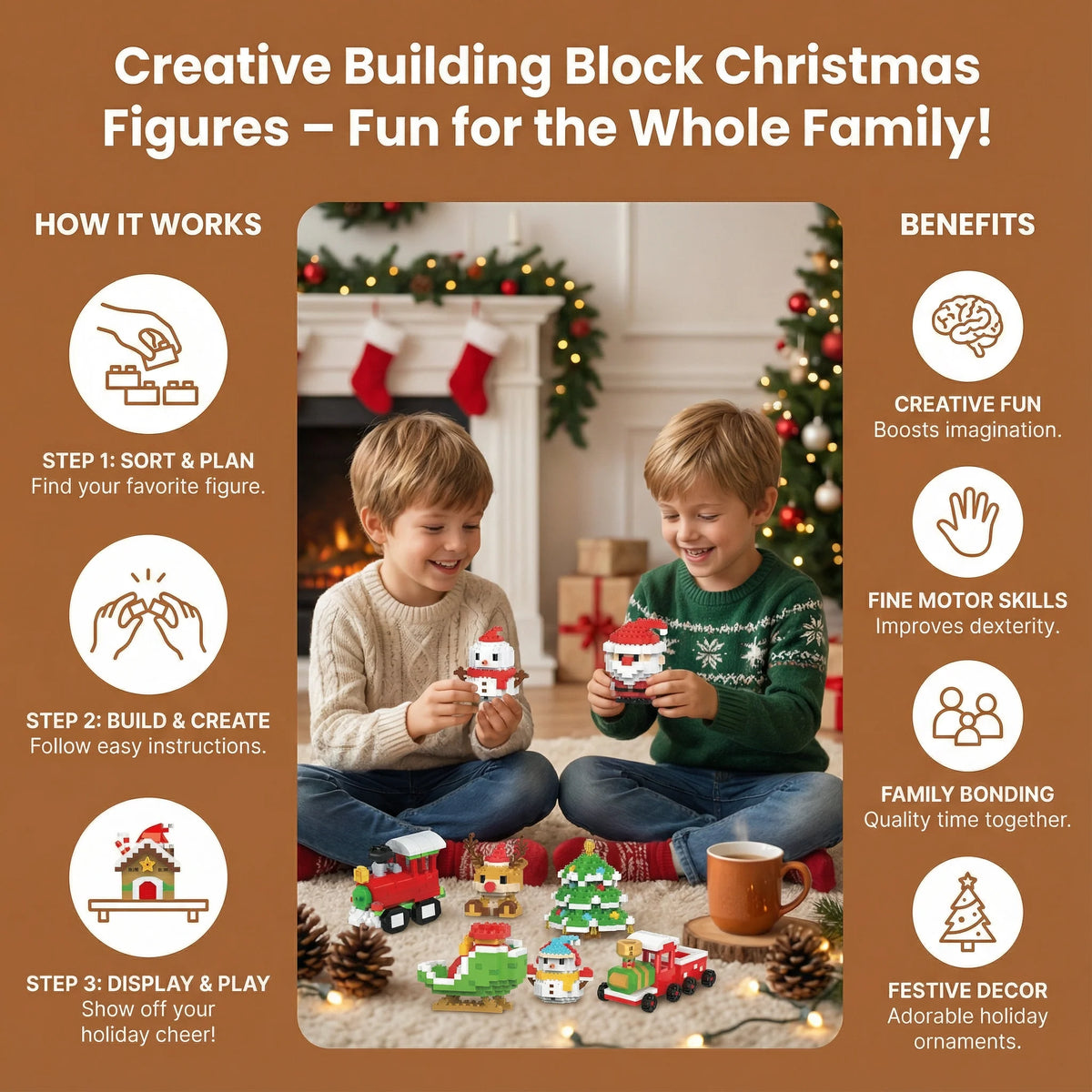 Building Block Set Interlocking Reusable Illustrated Instructions