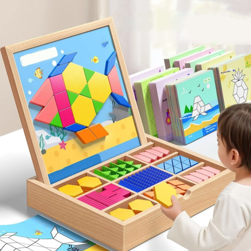 Building Block Set Magnetic Wooden Storage Box