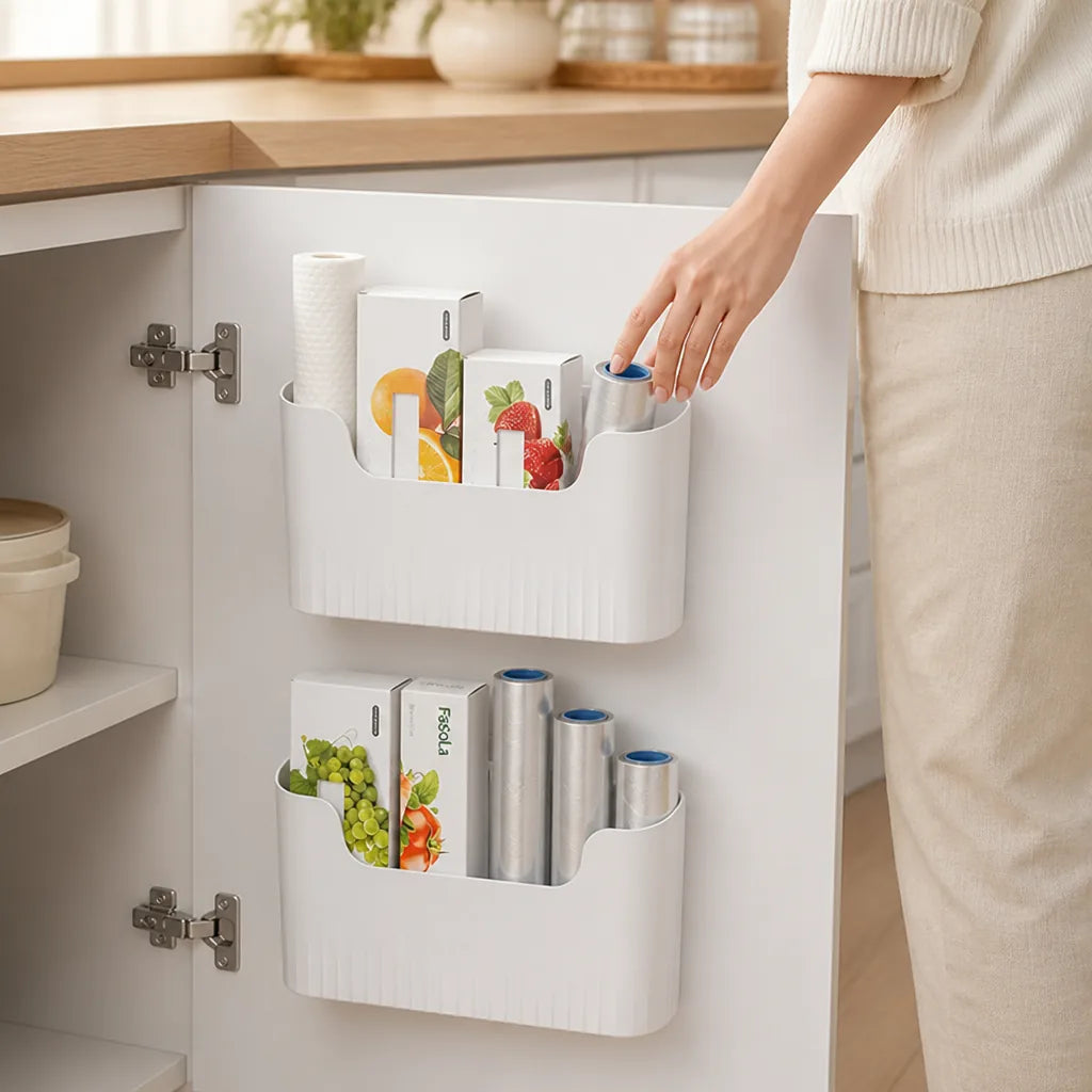 Cabinet Door Organizer No Drill Adhesive Adjustable Compartments
