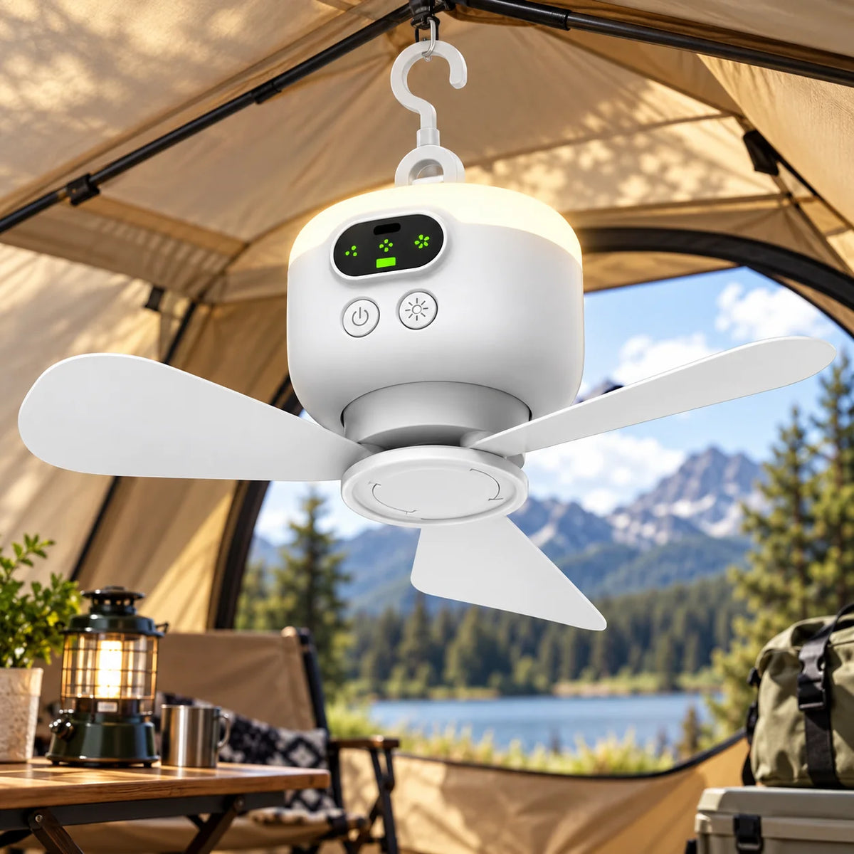 Camping Fan Hanging LED Light Remote 8000 mAh