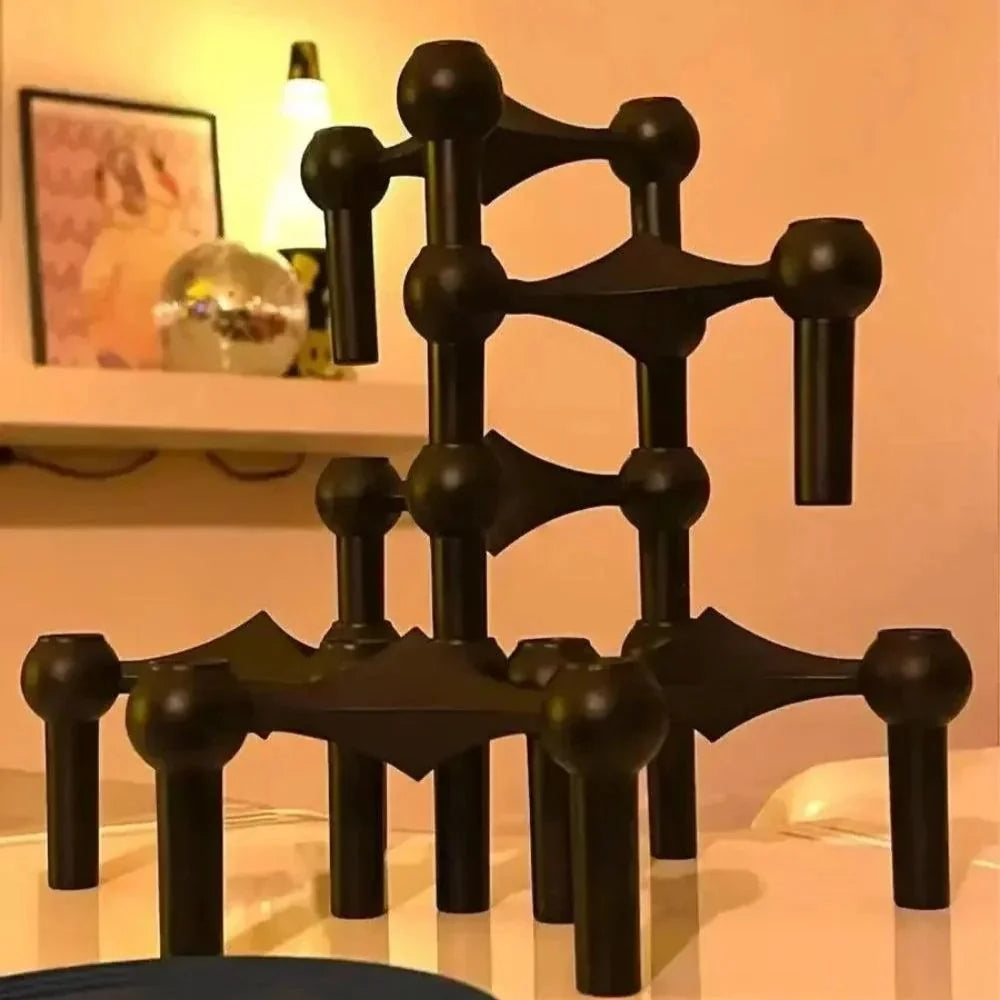 Candle Holder Molecular Sculpture Polished Metal