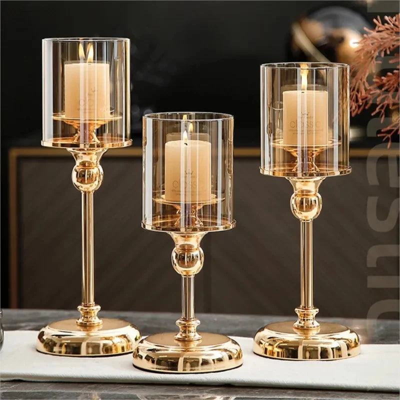 Candle Holder Nordic Minimalist Metal Finish Three Heights