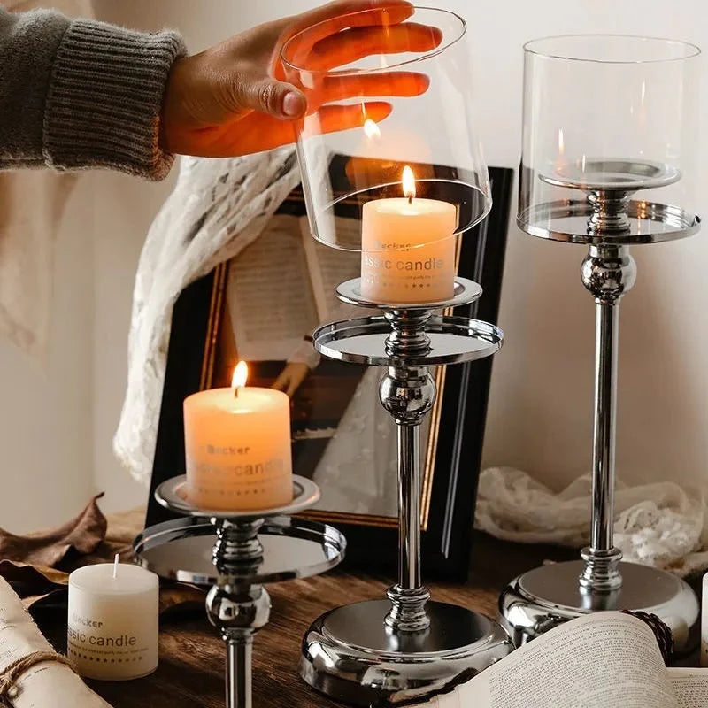 Candle Holder Nordic Minimalist Metal Finish Three Heights