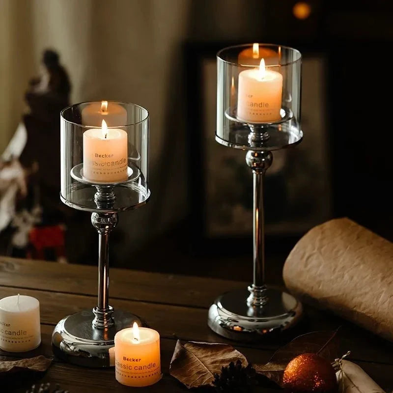 Candle Holder Nordic Minimalist Metal Finish Three Heights