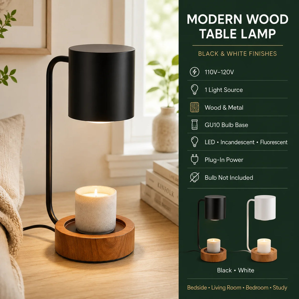 Candle Warmer Lamp Flameless Stepless Dimmer & Timer