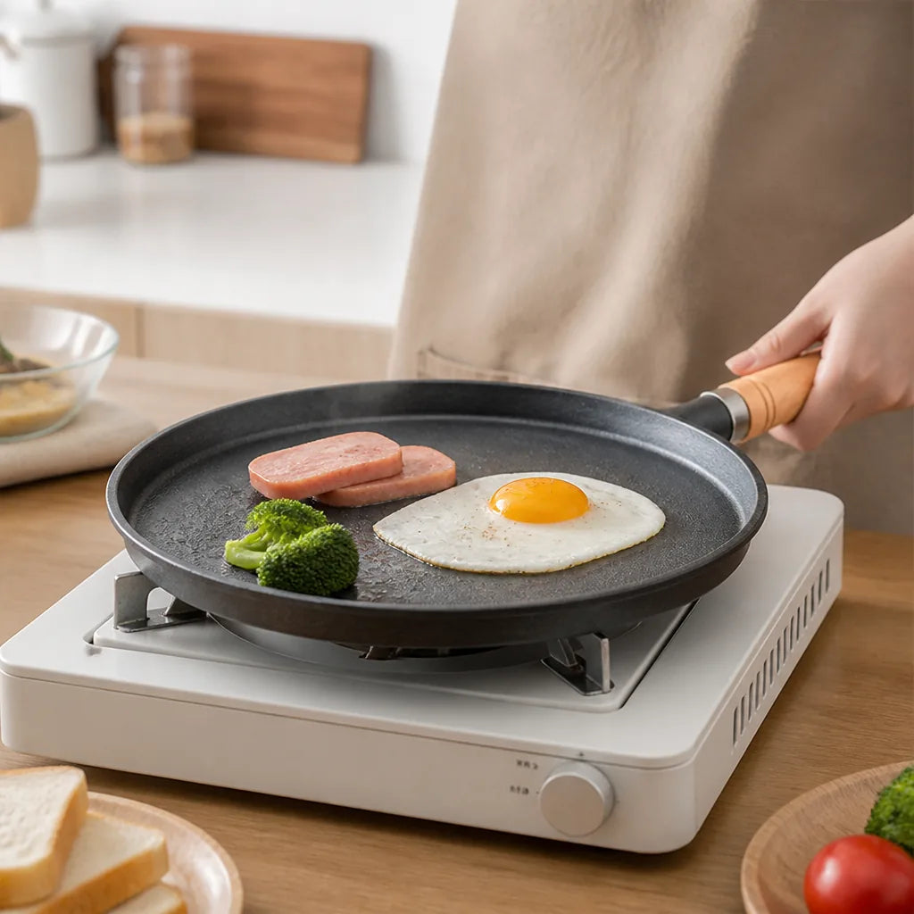 Cast Iron Frying Pan with Composite Multilayer Base