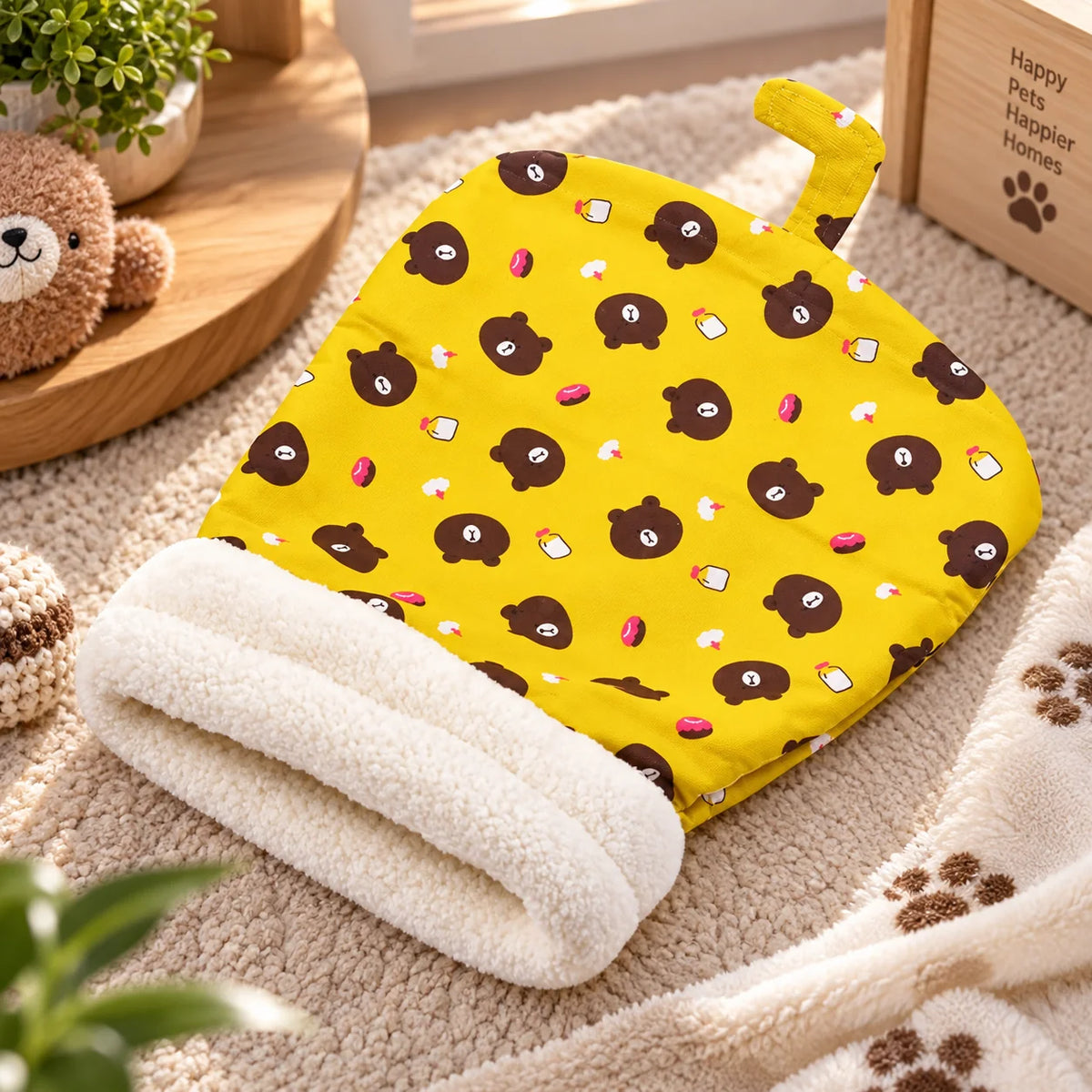 Cat Bed Plush-Lined Semi-Enclosed Machine Washable