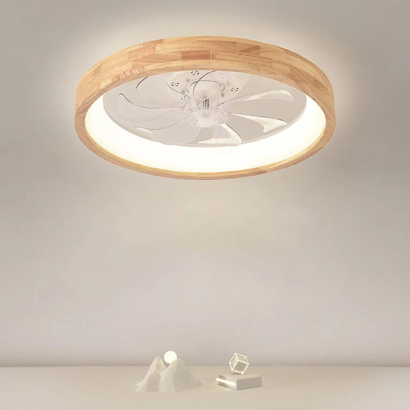 Ceiling Fan Light Solid Wood Flush Mount Dimmable LED