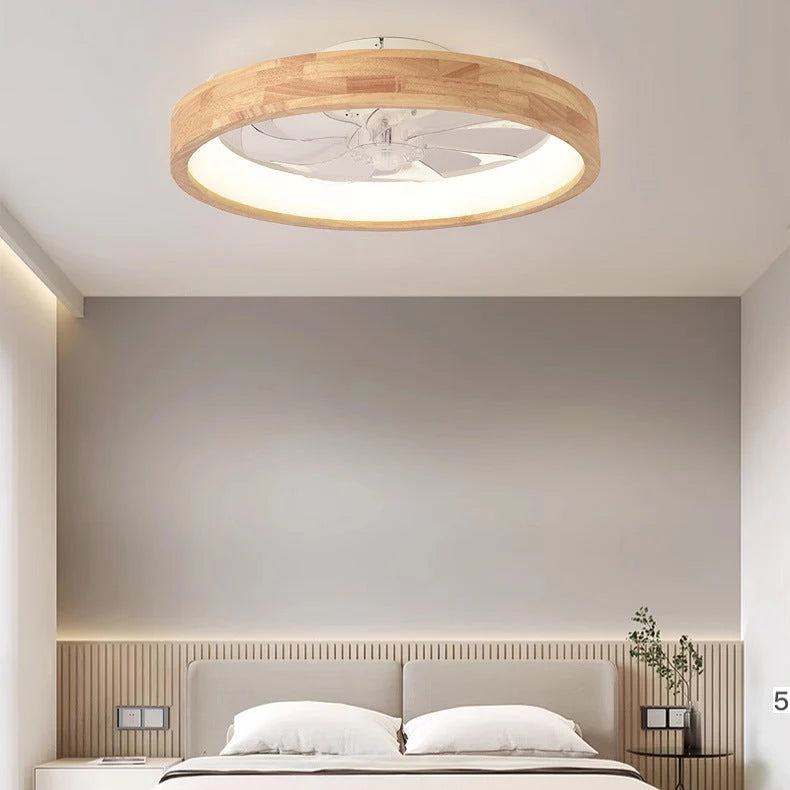 Ceiling Fan Light Solid Wood Flush Mount Dimmable LED