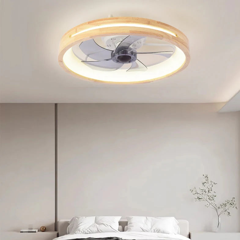 Ceiling Fan Light Solid Wood Flush Mount Dimmable LED