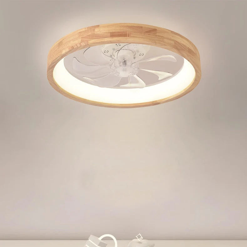 Ceiling Fan Light Solid Wood Flush Mount Dimmable LED