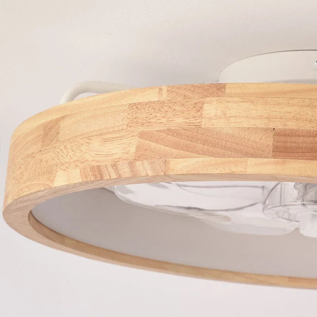 Ceiling Fan Light Solid Wood Flush Mount Dimmable LED