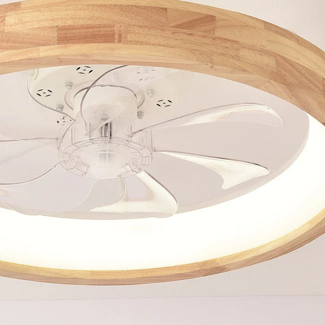 Ceiling Fan Light Solid Wood Flush Mount Dimmable LED