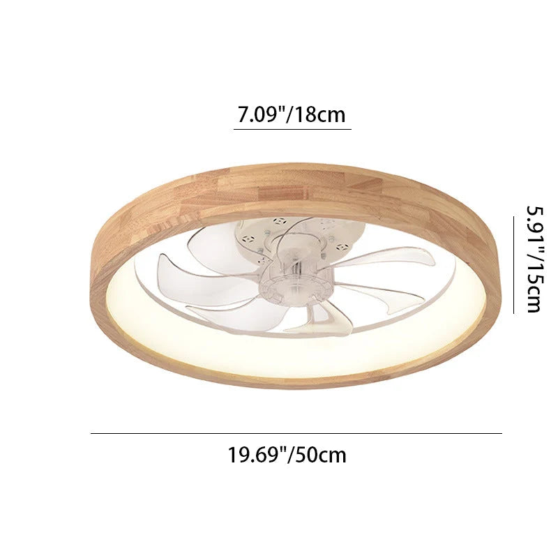 Ceiling Fan Light Solid Wood Flush Mount Dimmable LED