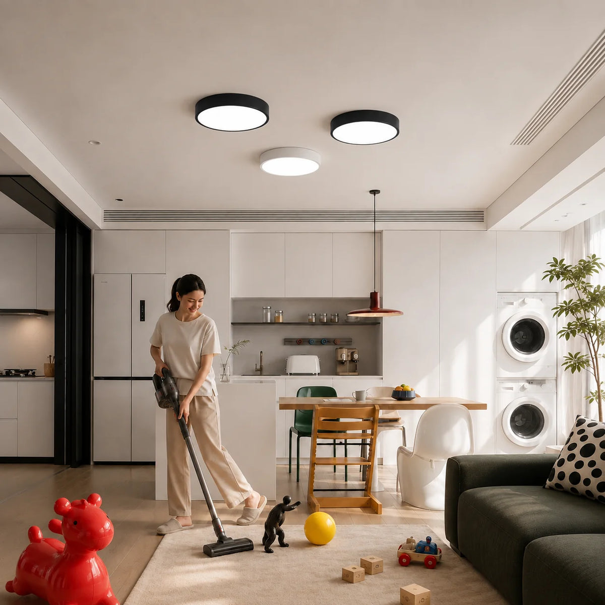 Ceiling Light Wood Ring Acrylic Diffuser LED Two Sizes