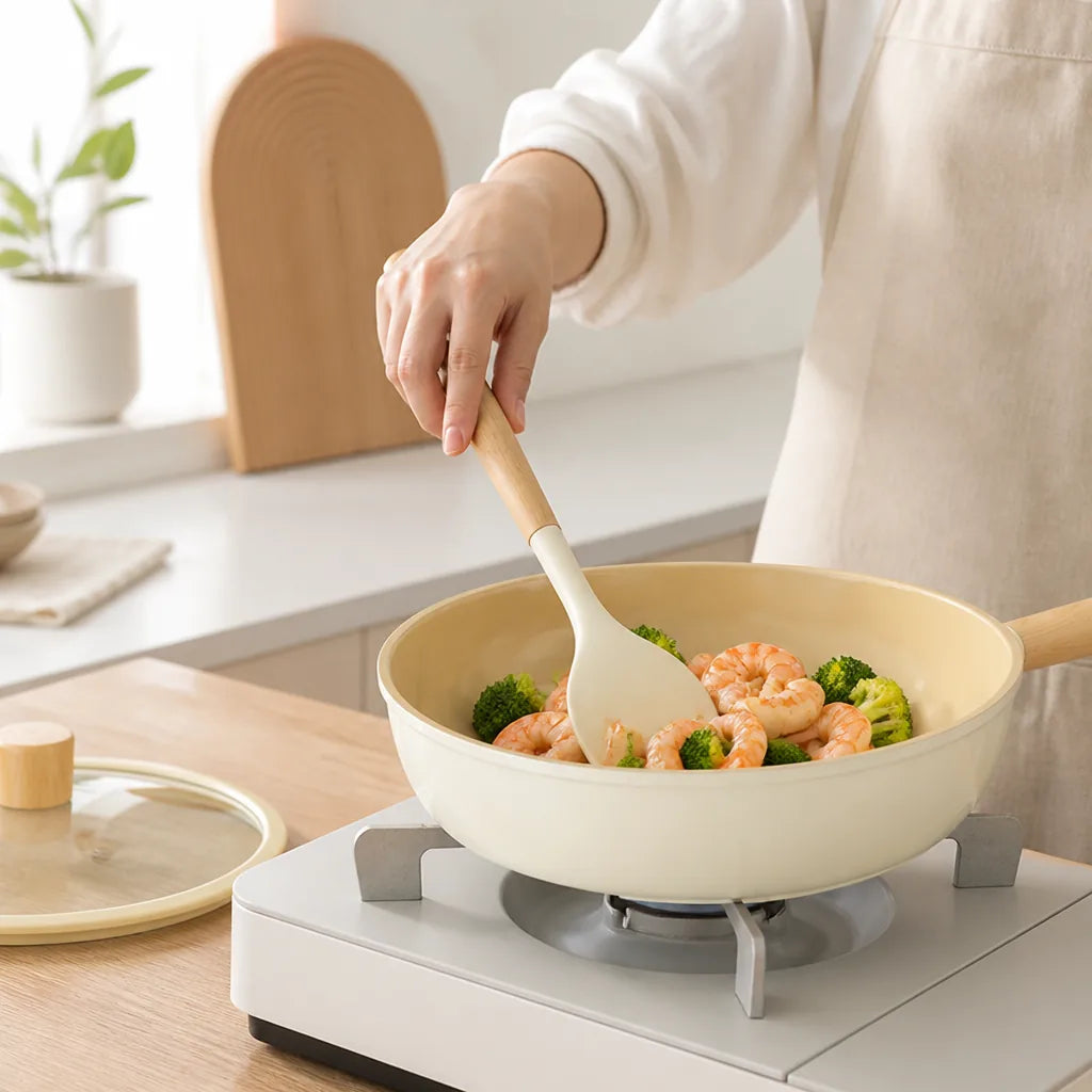 Ceramic Pot Non-Stick Tempered Glass Lid