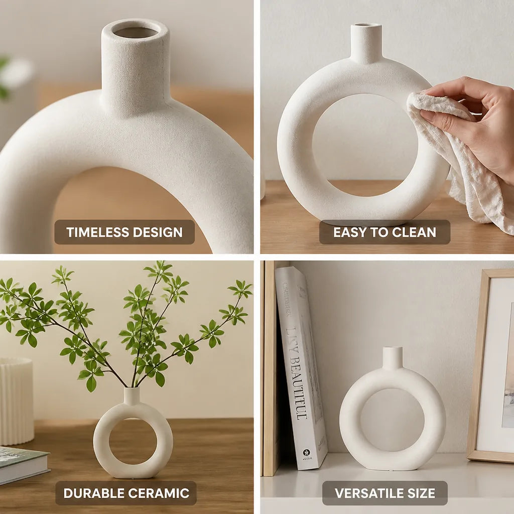 Ceramic Vase Minimalist Smooth Finish 6.9 Inch