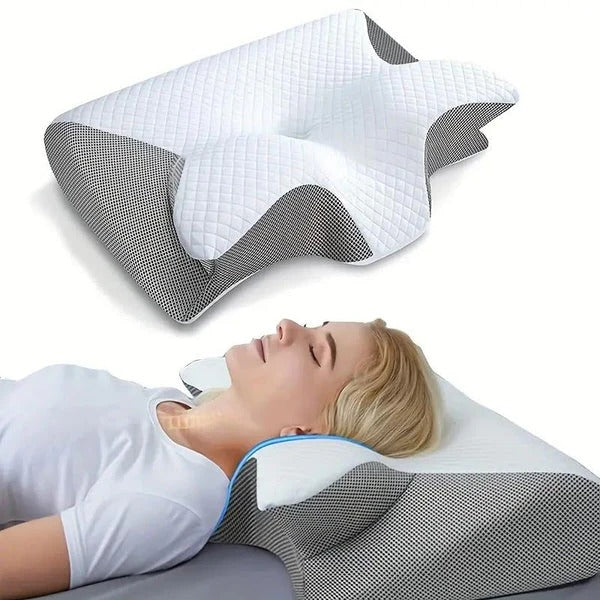 Cervical Memory Foam Pillow Ergonomic Butterfly Cooling Breathable Cover