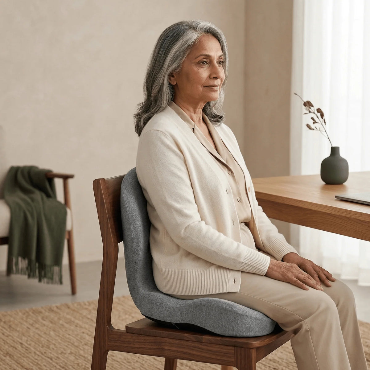 Chair Support Cushion Contoured Memory Foam Removable Cover