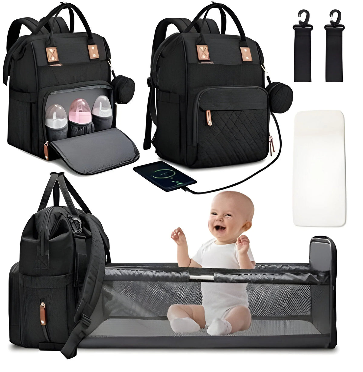 Changing Bag Convertible Cot Built-In Mosquito Net
