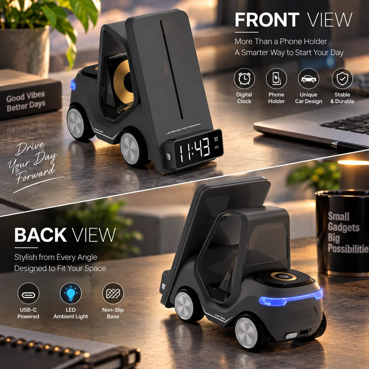 Charging Station 3-in-1 Phone Watch & Earbuds LED Clock
